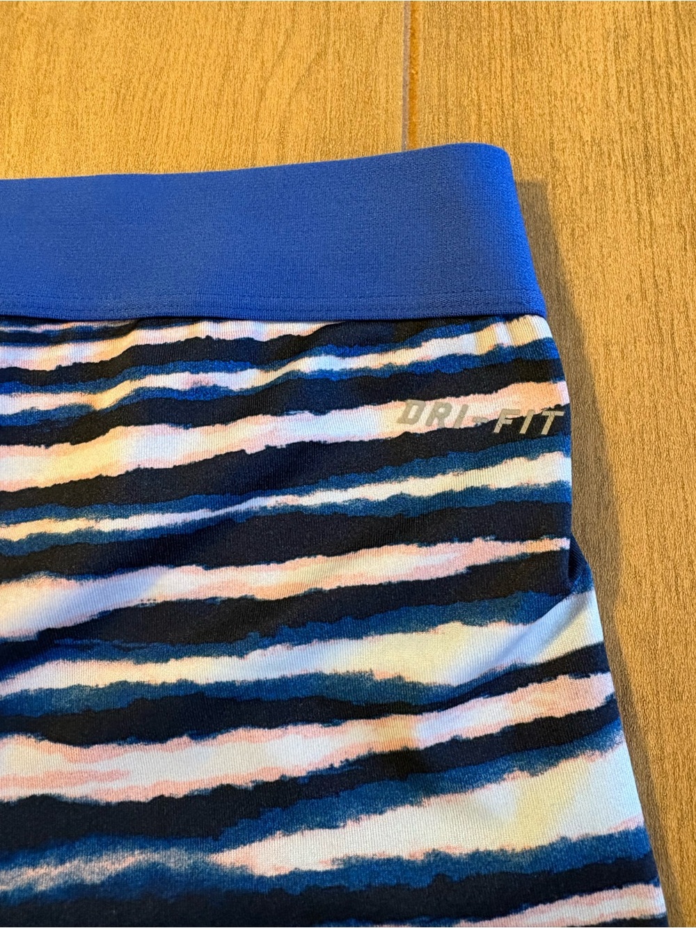 Nike Pro Girls Large Blue Stripe Compression Shorts Youth L Dri-FIT Dance Cheer - Picture 9 of 10
